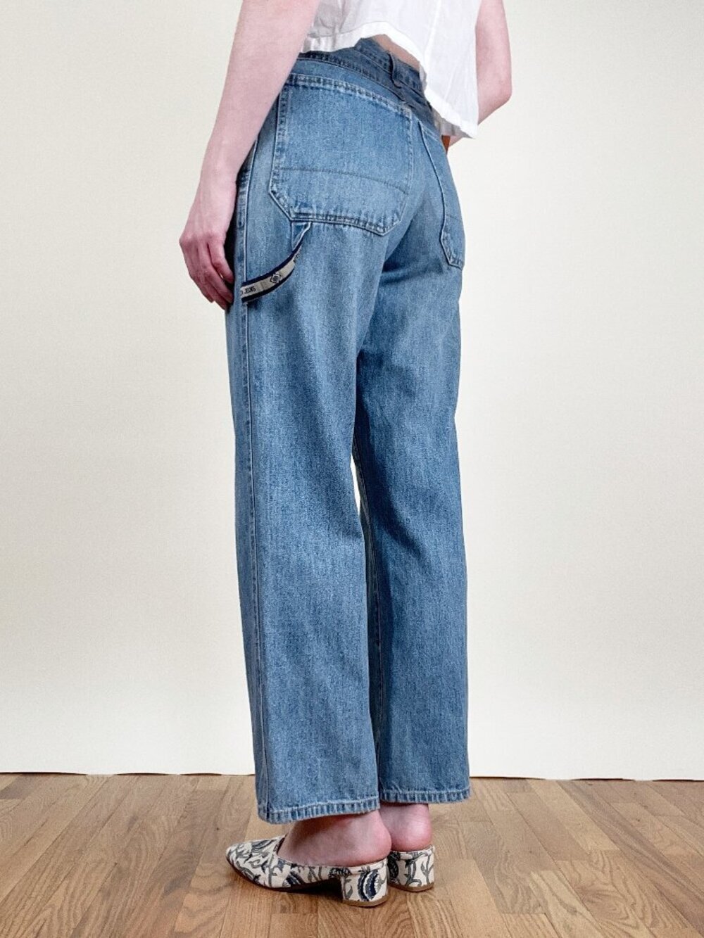 Vintage Y2K 90s Carpenter Jeans Denim High Rise Full Length Straight Wide Leg